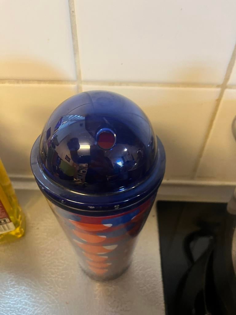 Starbucks Cold Cup - Blauw/Oranje (rietje ontbreekt), Ophalen of Verzenden, Zo goed als nieuw, Blauw