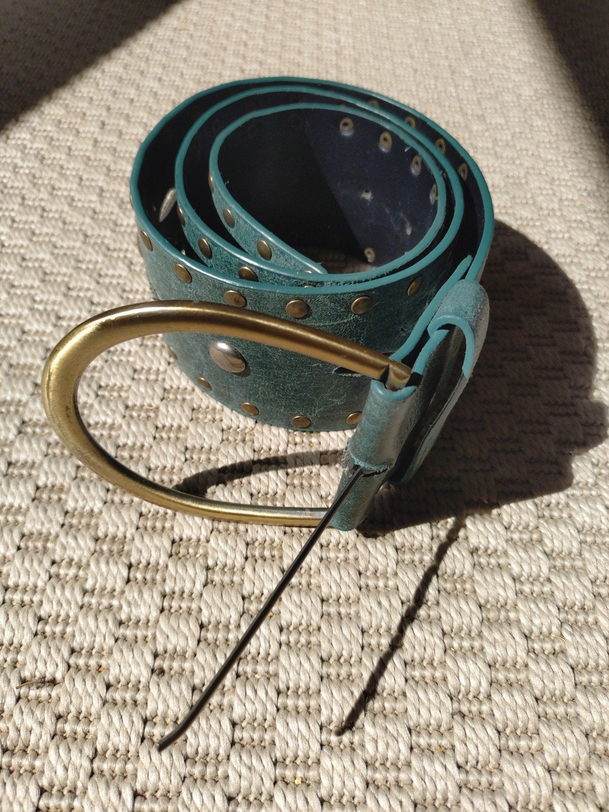 Stoere LARP riem - Turquoise met studs, Ophalen, Overige kleuren, Heupriem, Gedragen