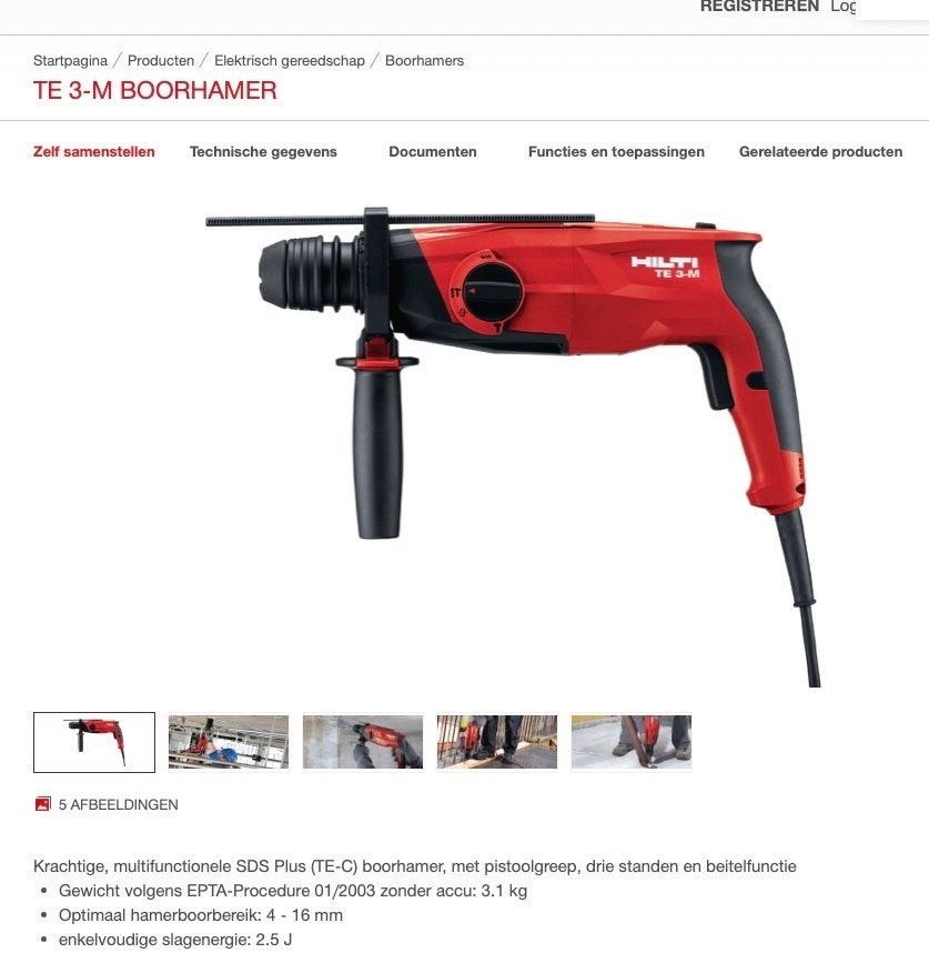 Hilti Boorhamer TE-3-M, nieuw in koffer, 5 stuks beschikbaar, Ophalen of Verzenden