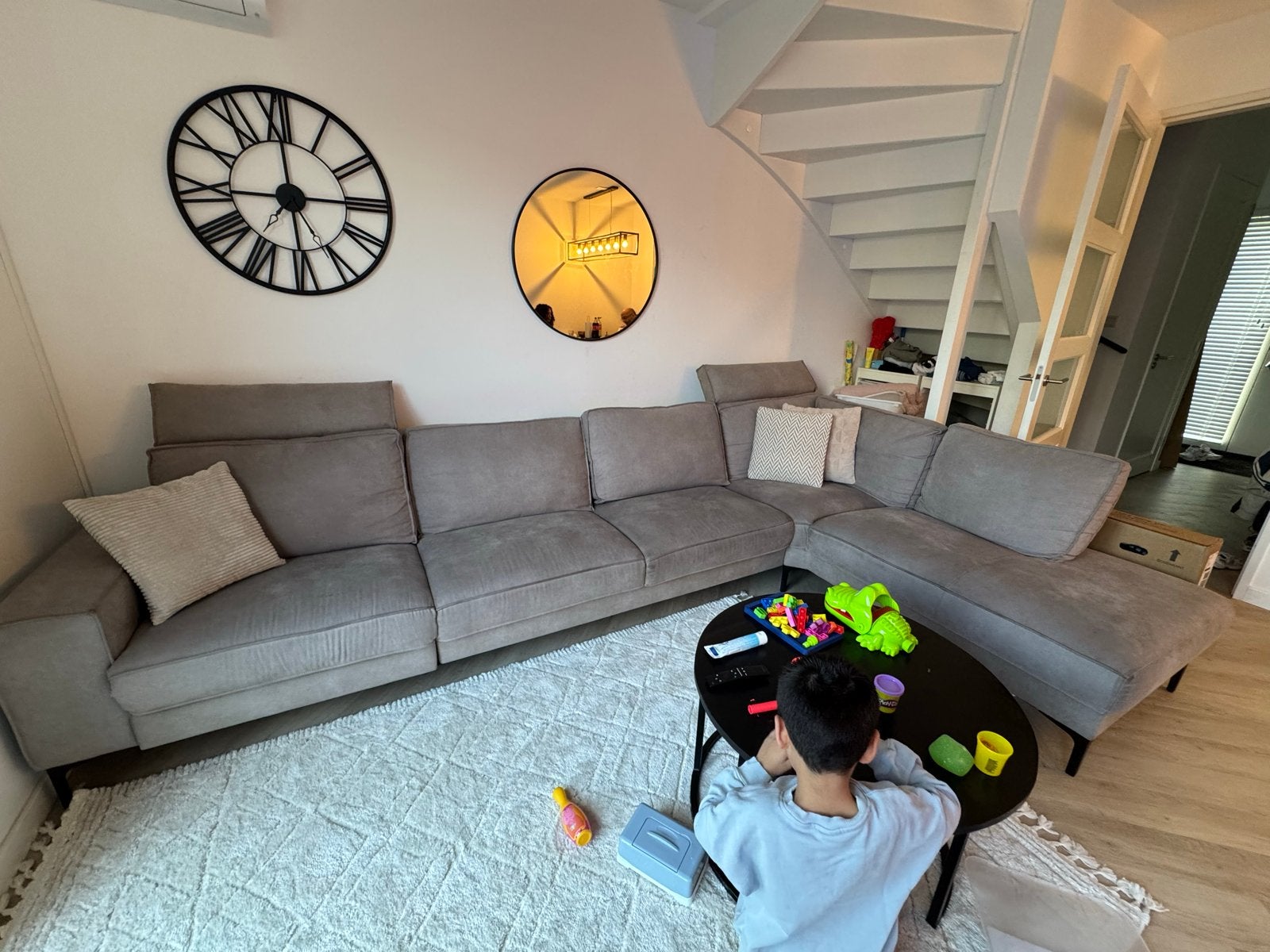 Hoekbank met elektrisch Relaxfunctie, Huis en Inrichting, Banken | Bankstellen, Ophalen, Gebruikt, 100 tot 125 cm, 300 cm of meer