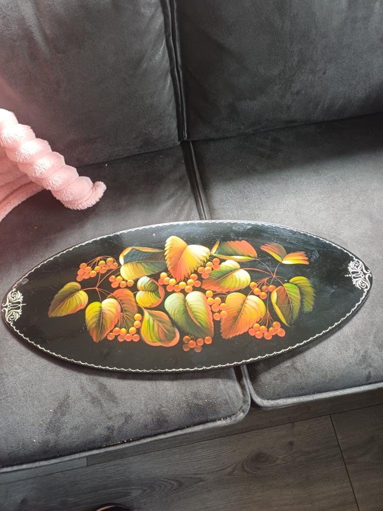 Vintage 1940 lakwerk  fruit stilleven op hout, Ophalen of Verzenden