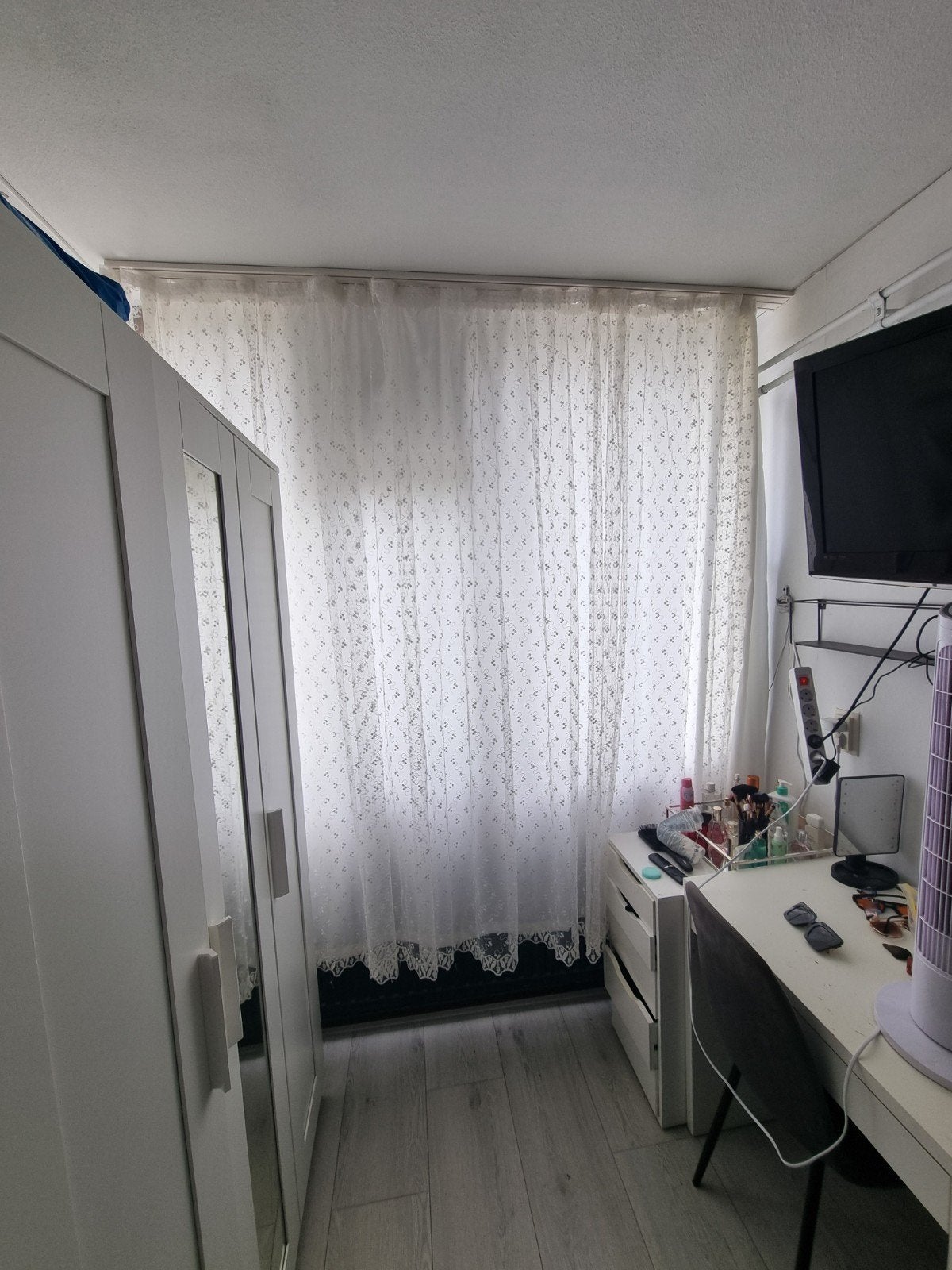vitrage, Huis en Inrichting, Stoffering | Gordijnen en Lamellen, Vitrage, Gebruikt, Wit, Ophalen of Verzenden