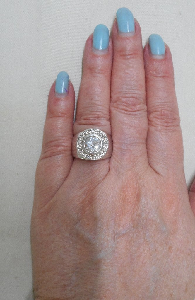 Zilveren Vendoux ring met stenen maat 16 nr.2053, Gebruikt, Verzenden, Kleiner dan 17, Dame