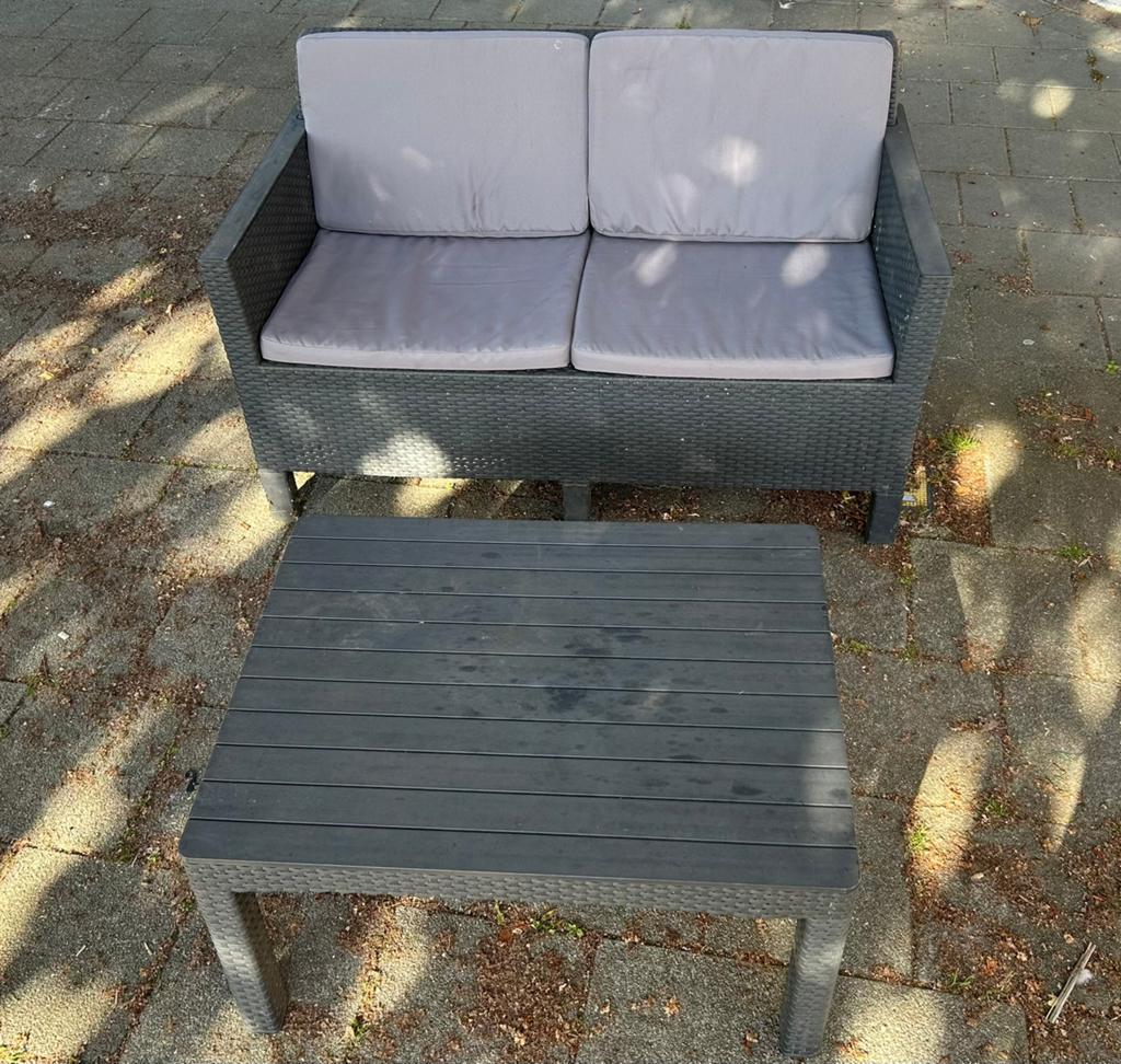 Tuinset bank & tafel Chicago, Tuin en Terras, Kunststof, Gebruikt, Bank, Loungeset