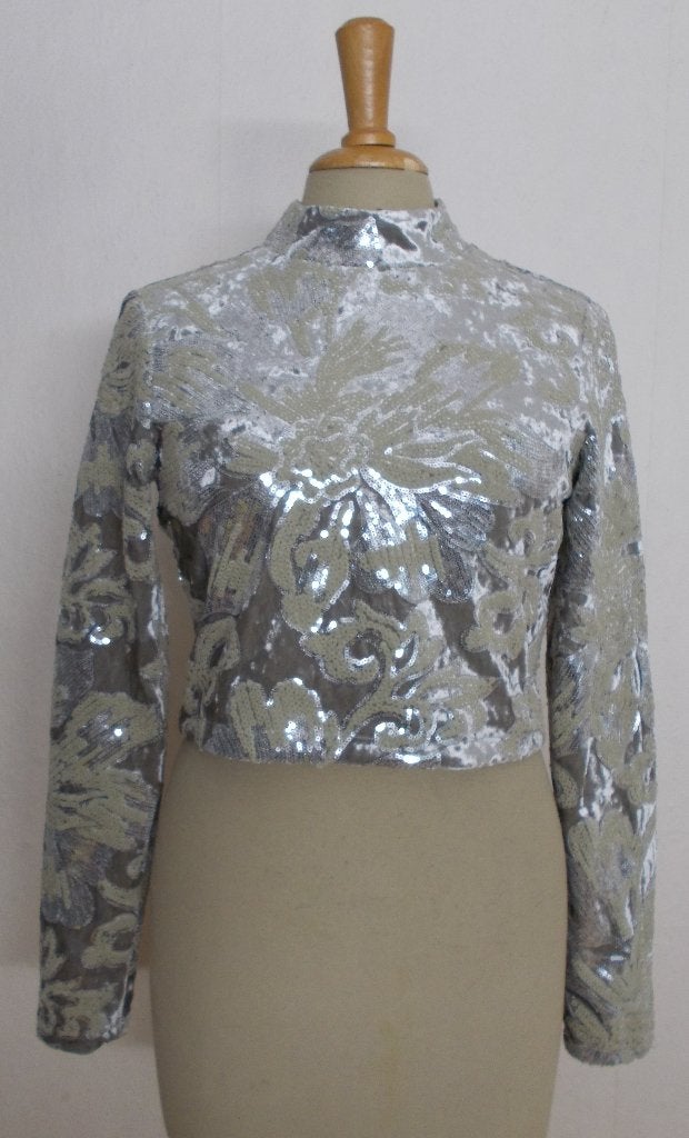 Prachtige fluweel/pailletten glamour top van Maje! S/M, Kleding | Dames, Verzenden, Nieuw, Lange mouw, Maat 36 (S)