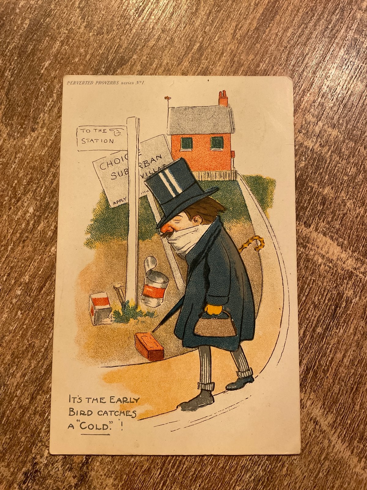 Antieke Ansichtkaart: Perverted Proverbs - Early Bird Catche, Ophalen of Verzenden, Voor 1920, Gelopen, Overige thema's