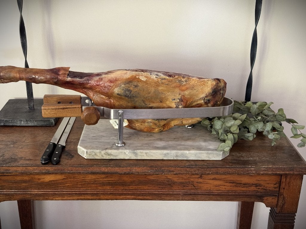 BLIKVANGER VOOR DE FEESTDAGEN Luxe Marmeren Hamklem Jamonera, Overige typen, Ophalen of Verzenden, Zo goed als nieuw, Overige materialen
