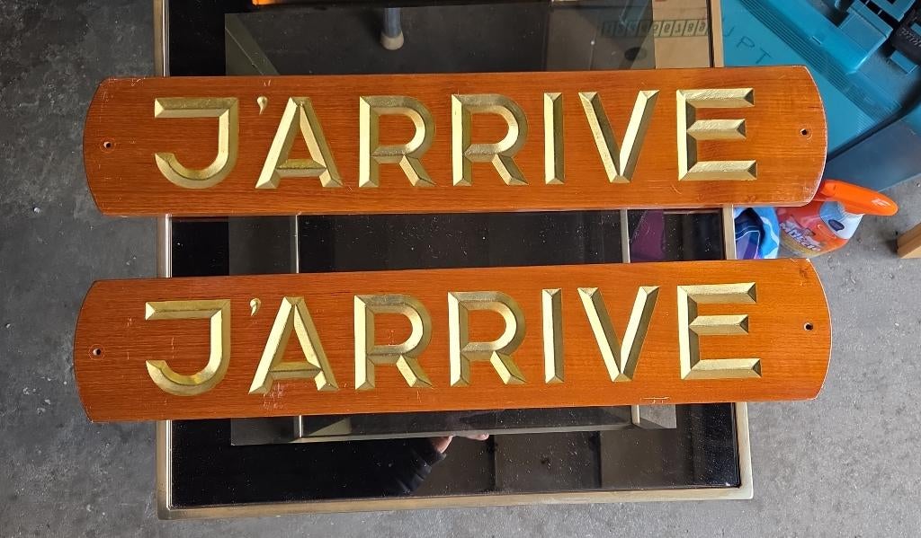 Houten naamborden boot J'arrive, Ophalen, Gebruikt, Gebruiksvoorwerp, X