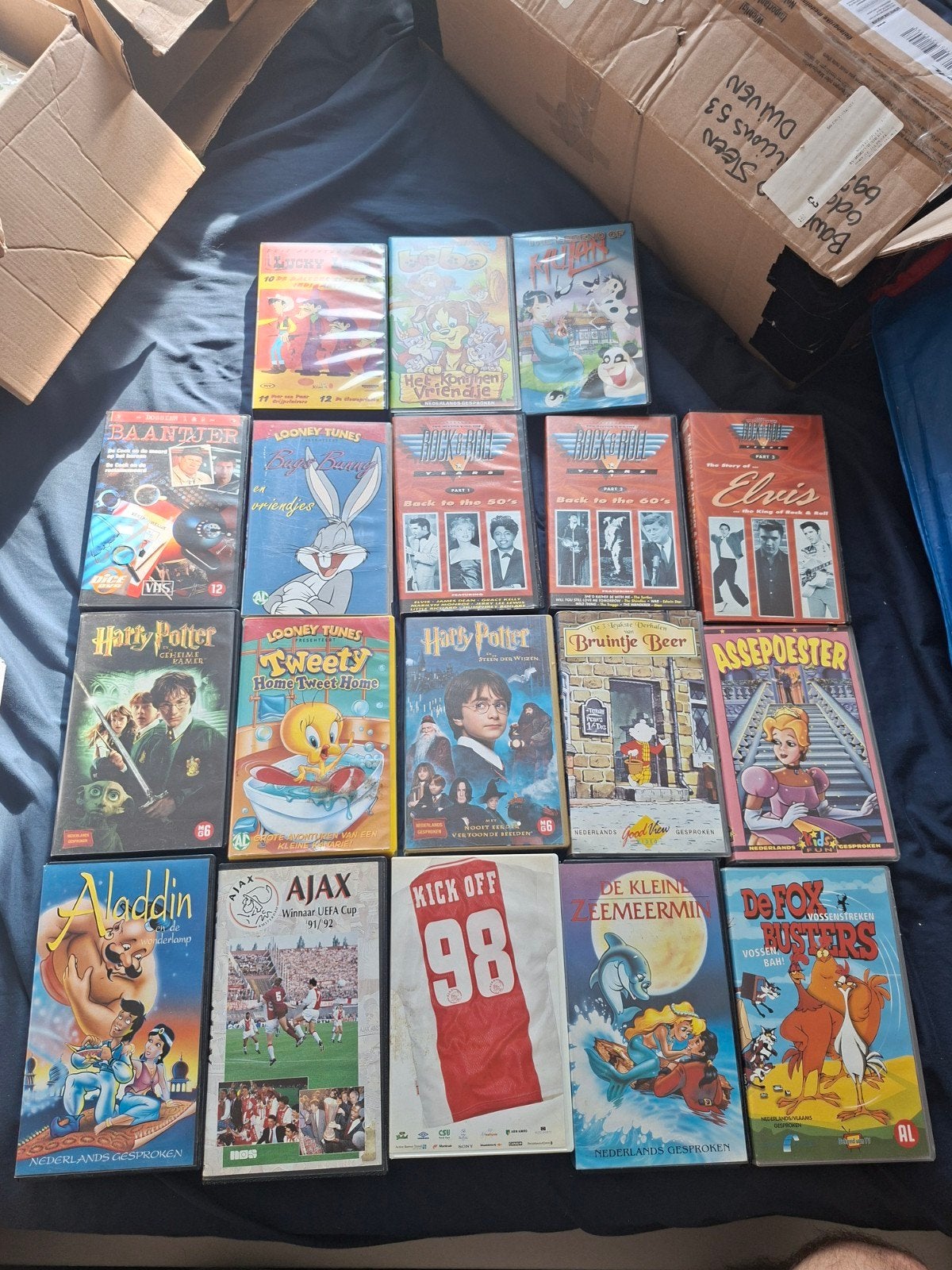 Grote collectie VHS-banden: Disney, Harry Potter, Ajax, ...., Nederlands ondertiteld, Gebruikt, Alle leeftijden, Kinderfilm