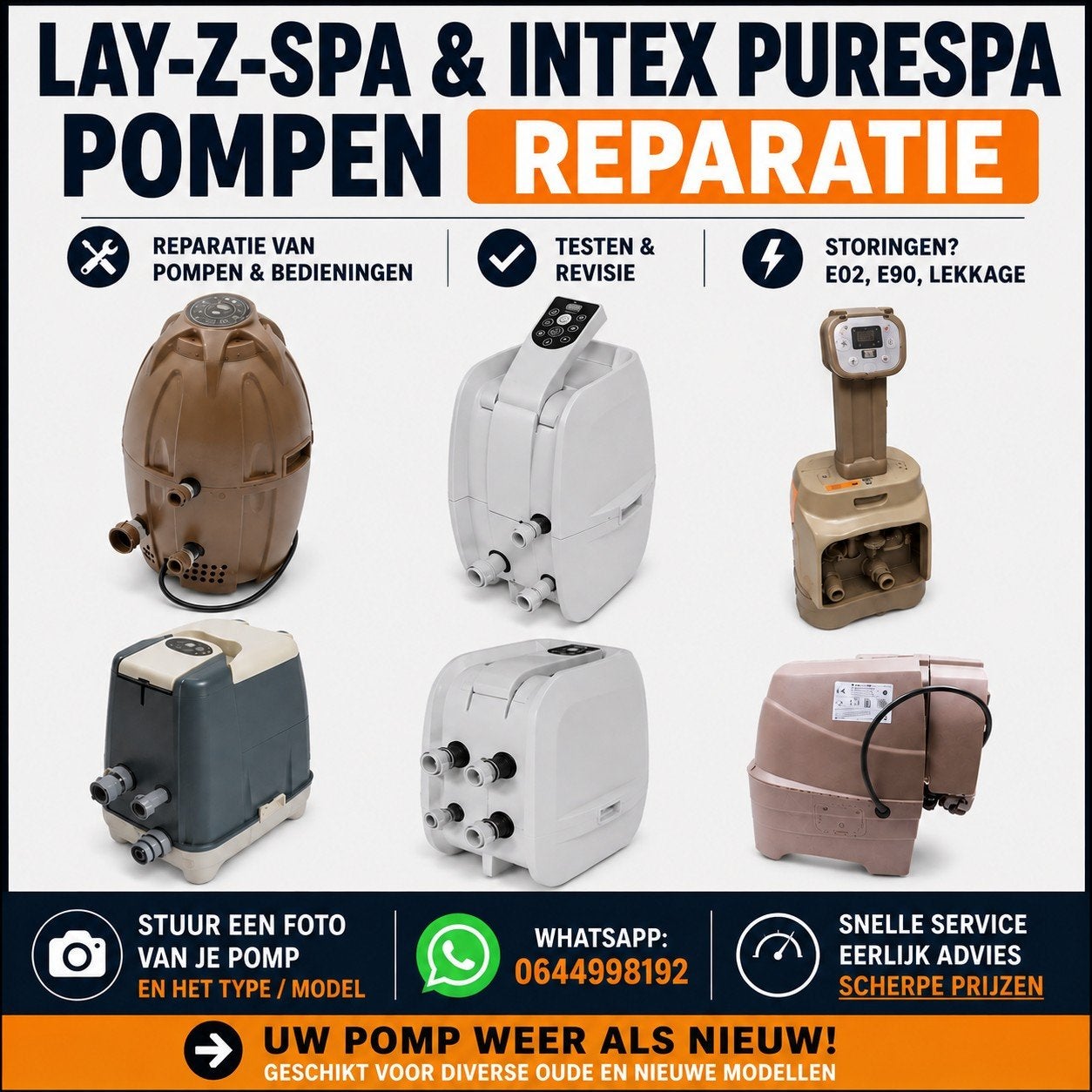 Lay Z Spa - Intex Pure Spa Pomp Reparatie E02 E90 etc.., Ophalen, Gebruikt