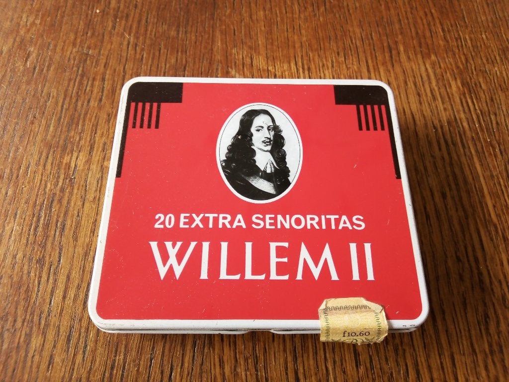11 vintage Willem II sigarenblikjes (Extra Señoritas), Ophalen of Verzenden, Gebruikt, Tabaksdoos of Verpakking