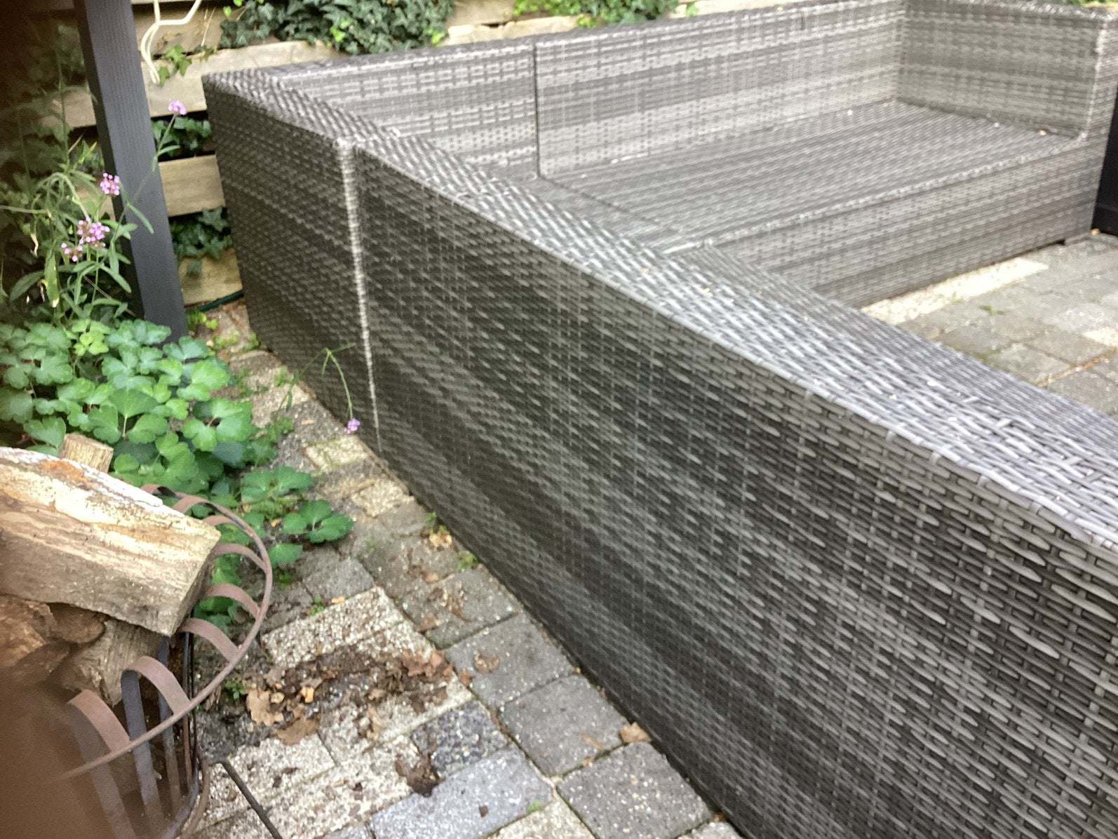 Wicker grijs loungeset, Tuin en Terras, Ophalen, 5 zitplaatsen, Gebruikt, Loungeset