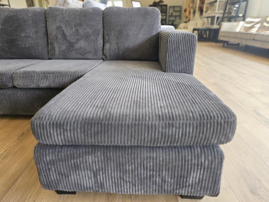 Hoekbank Ribstof - Verplaatsbare Hoek 193x155x35x56, 125 cm of meer, 125 cm of meer, Zo goed als nieuw, Info@homefriesland.nl