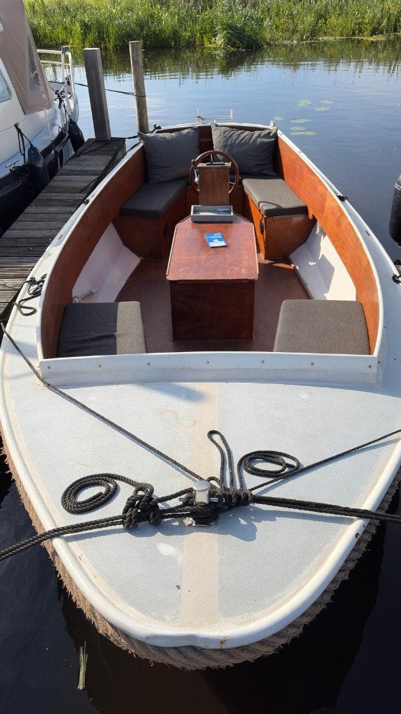 Stalen Sloep te koop +/- 6 meter lang en 2 meter breed, Watersport en Boten, Sloepen, Gebruikt, Consoleboot, Overige merken, Afdekzeil