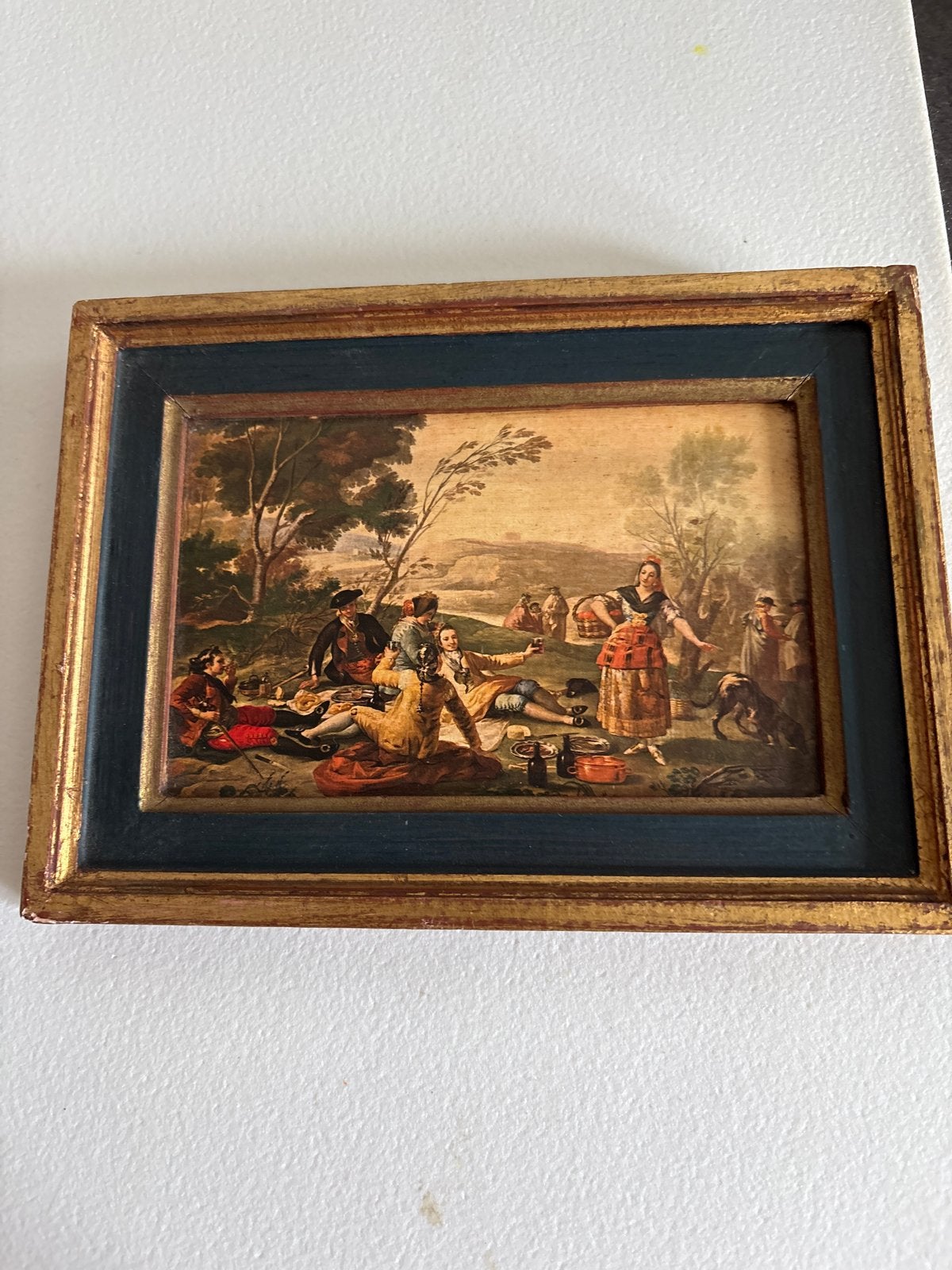 Klassiek schilderij: Picknick in het park, Antiek en Kunst, Kunst | Schilderijen | Klassiek, Portret of Personen, Klassiek, Olieverf