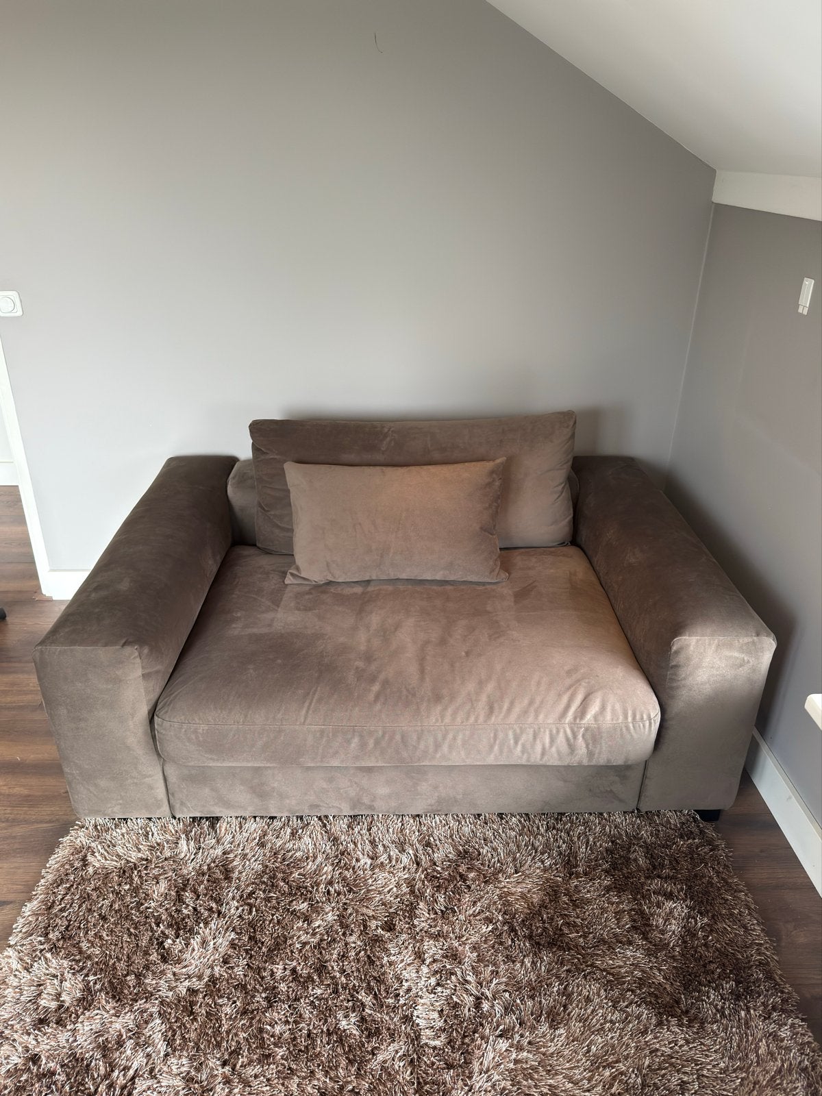 Luxe loveseat / 1,5-zits fauteuil/bank – bruin suède, Ophalen, 100 tot 125 cm, 150 tot 200 cm, Tweepersoons