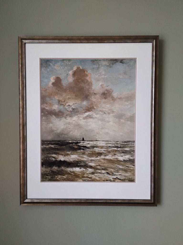 Mesdag zeegezicht, Antiek en Kunst, Ophalen, Maritiem / water, Ingelijst, Overige technieken
