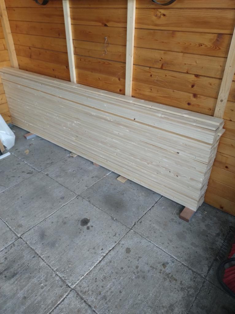 Vuren planken - 230 cm lang, 12 mm dik 7cm breed 100 stuks, Minder dan 25 mm, Ophalen of Verzenden, Zo goed als nieuw, 200 tot 250 cm