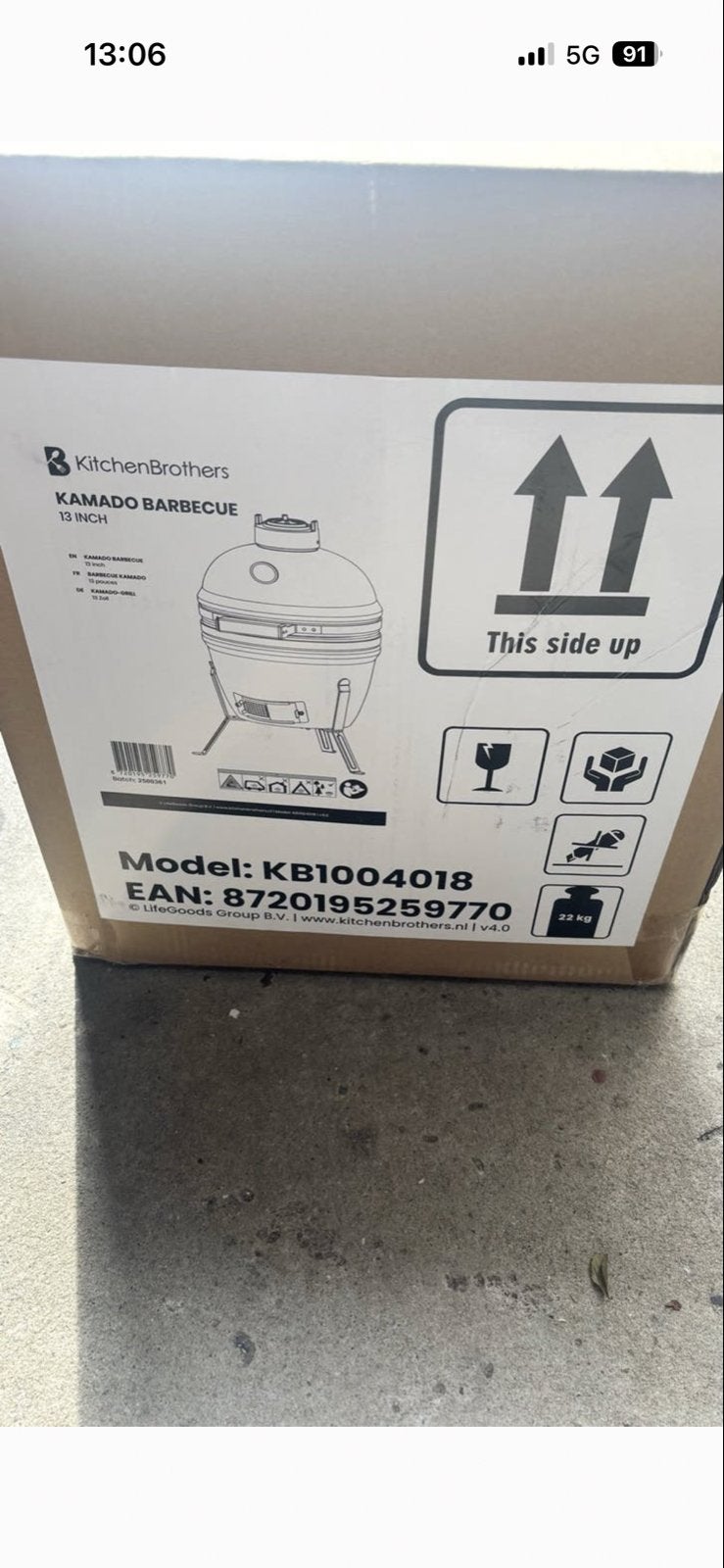 KitchenBrothers Kamado Barbecue 13 inch - Nieuw in doos, Ophalen, Nieuw