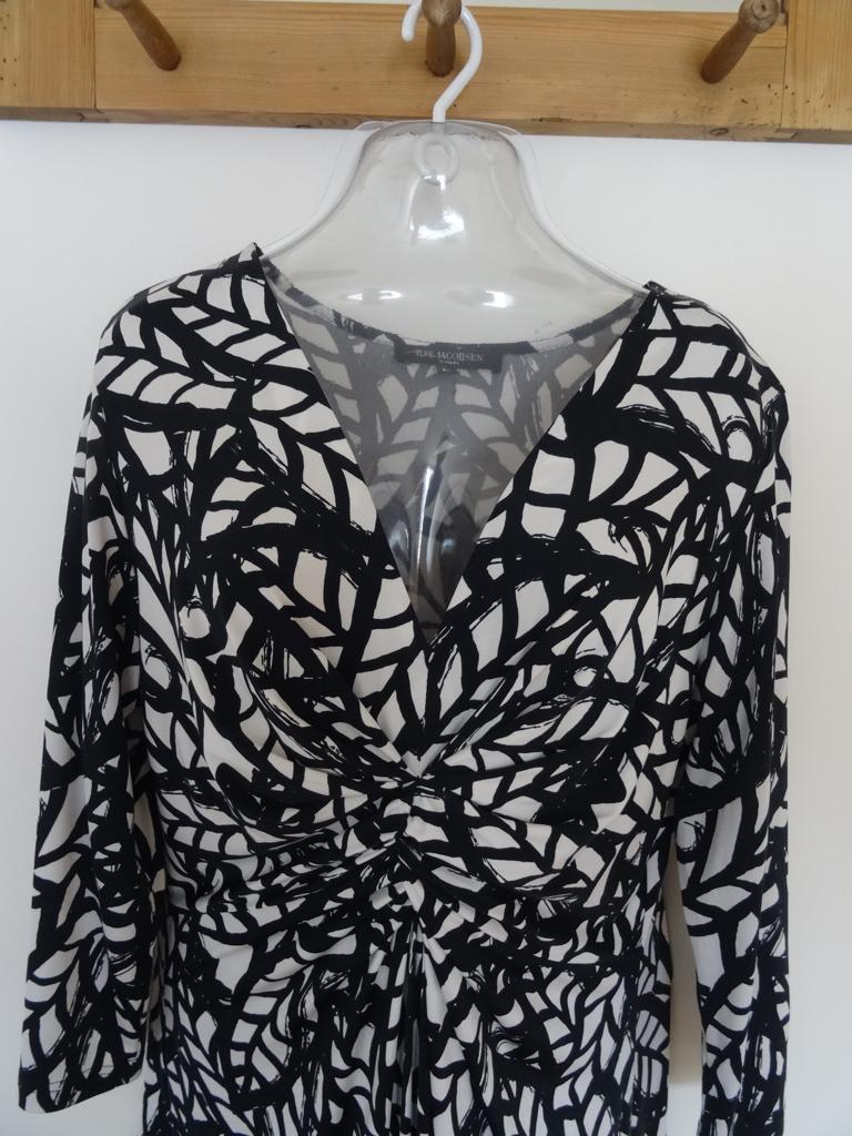 Ilse Jacobsen jurk zwart/wit mt XL, Verzenden, Zwart, Maat 46/48 (XL) of groter, Knielengte