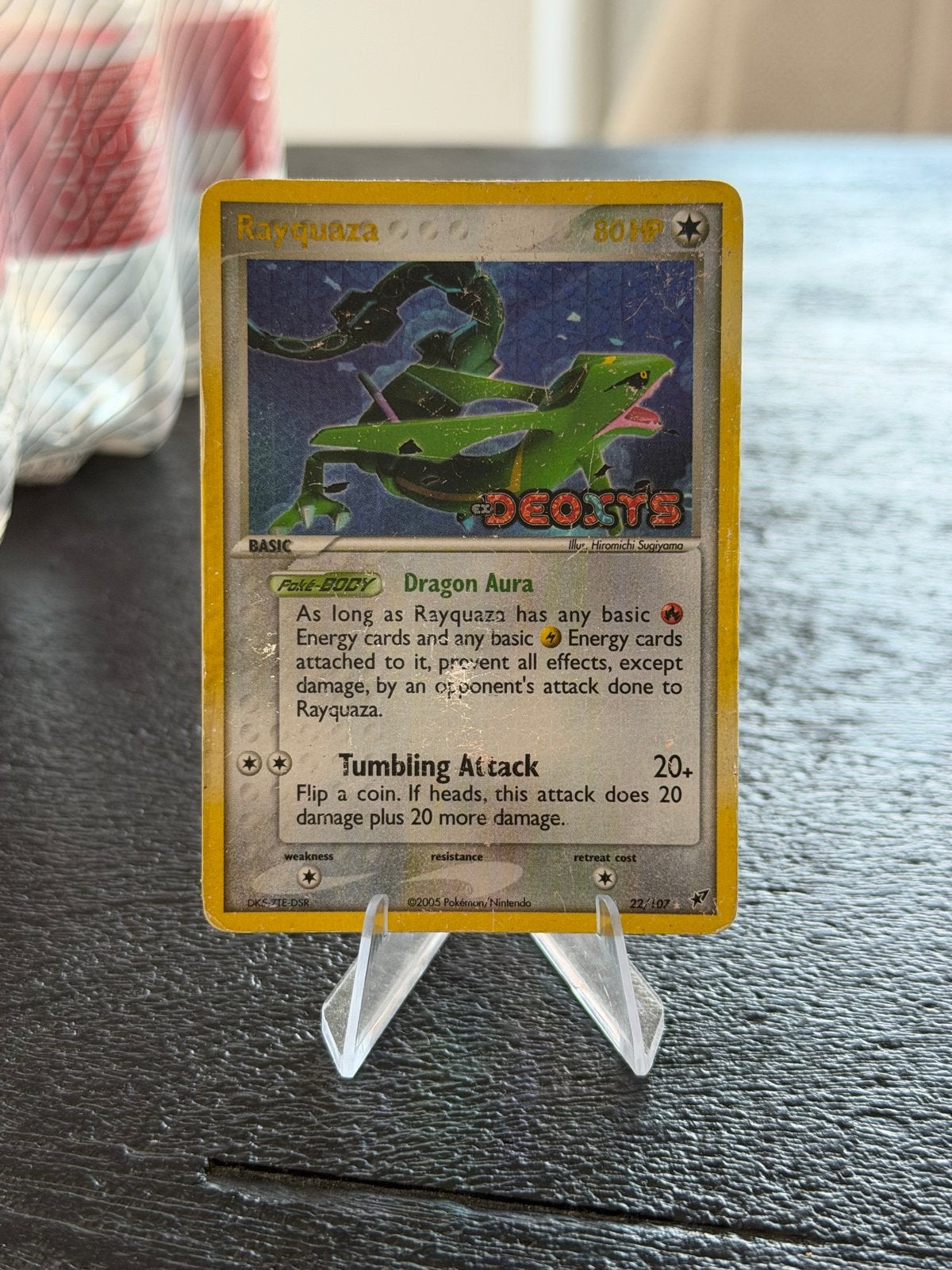 Pokémon Rayquaza Deoxys EX Holo 2005, Ophalen of Verzenden, Gebruikt, Losse kaart
