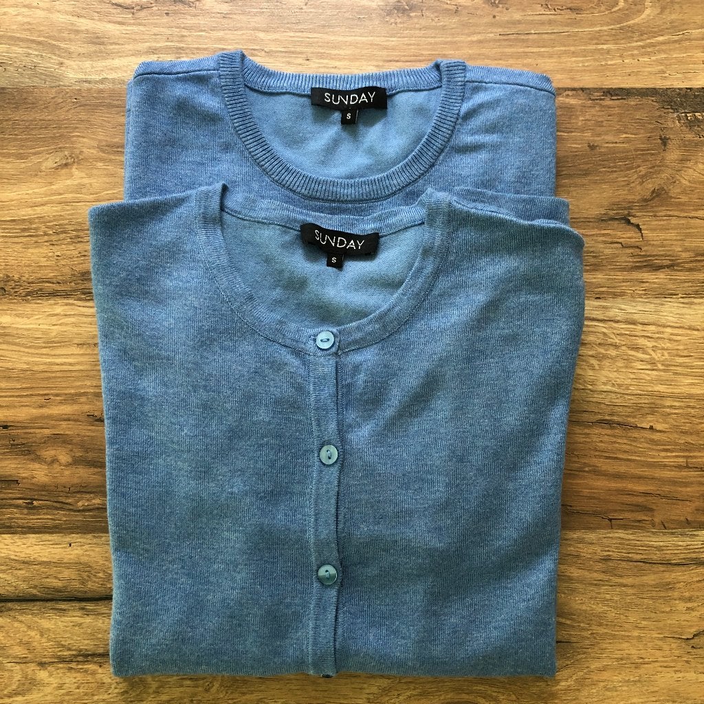 Twinset azuurblauw S/38 Sunday (Deens) - als nieuw, Kleding | Dames, Blauw, Ophalen of Verzenden, Zo goed als nieuw, Maat 36 (S)