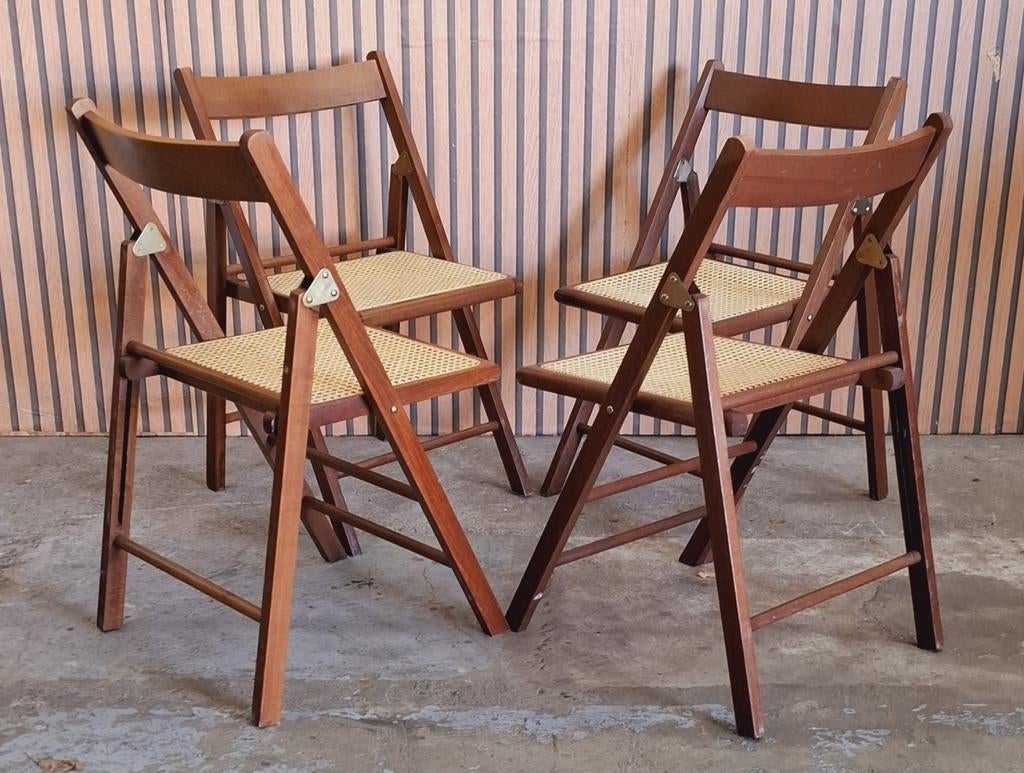 50 x Webbing stoelen hout Vintage klapstoelen bistro Cesca, Bruin, Ophalen of Verzenden, Zo goed als nieuw, Vijf, Zes of meer stoelen