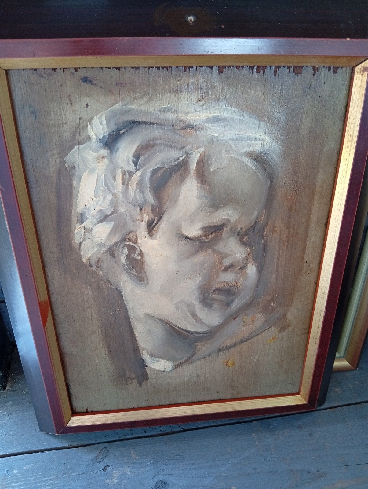 Oud olieverfschilderij: Portret van een kind, Ophalen of Verzenden