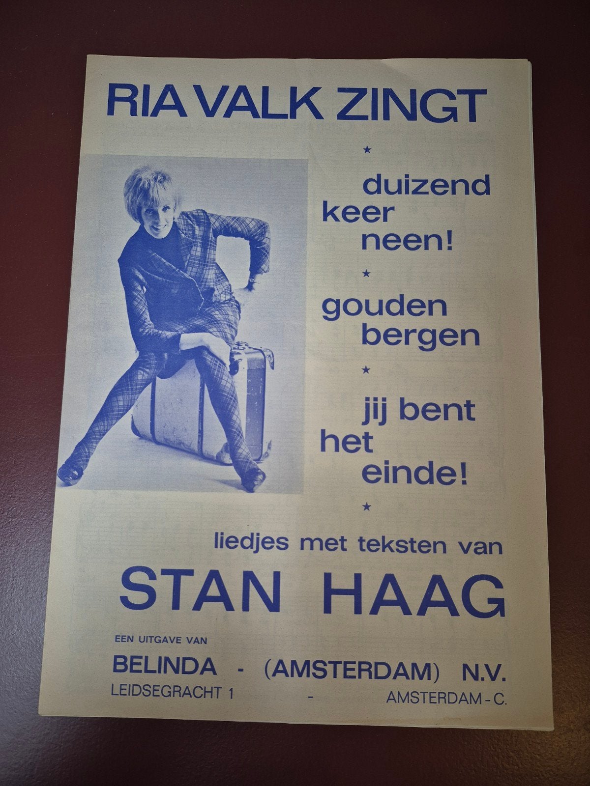 Ria Valk Zingt - Bladmuziek met 3 liedjes (Stan Haag), Ophalen of Verzenden