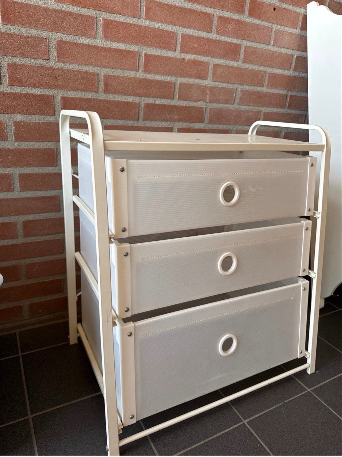 Ladekastje met 3 lades - Wit/Transparant, Ophalen, Minder dan 50 cm, Gebruikt, 3 of 4 laden