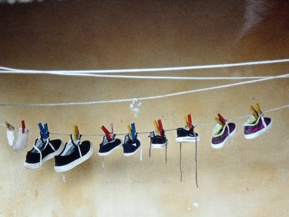 Schoenen aan een waslijn, Ophalen of Verzenden, Voor 1940, Overige onderwerpen