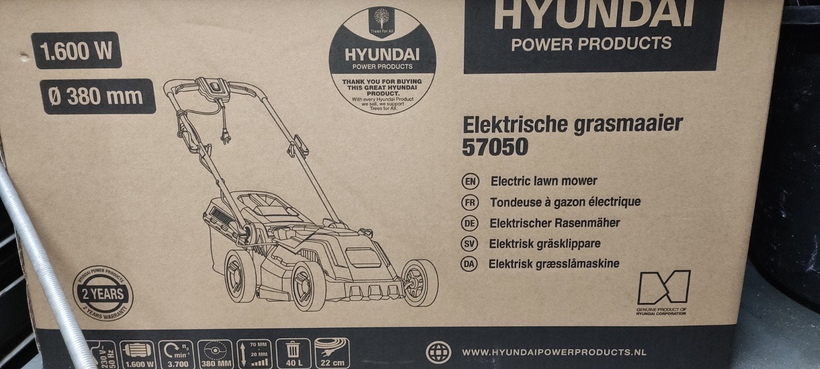 Hyundai Elektrische Grasmaaier 57058 - Nieuw in doos, Cirkelmaaier, Elektrische grasmaaier, Nieuw, Ophalen of Verzenden