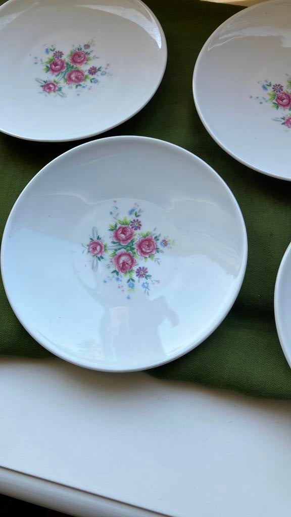 6 gebaksbordjes. Bavaria Schumann Arzberg. Rozenmotief, Ophalen of Verzenden