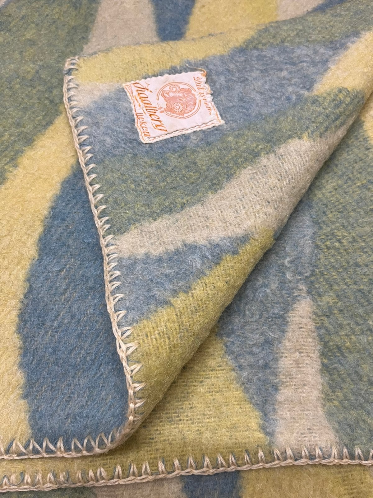 Wollen deken blauw geel, Huis en Inrichting, Ophalen of Verzenden, Gebruikt