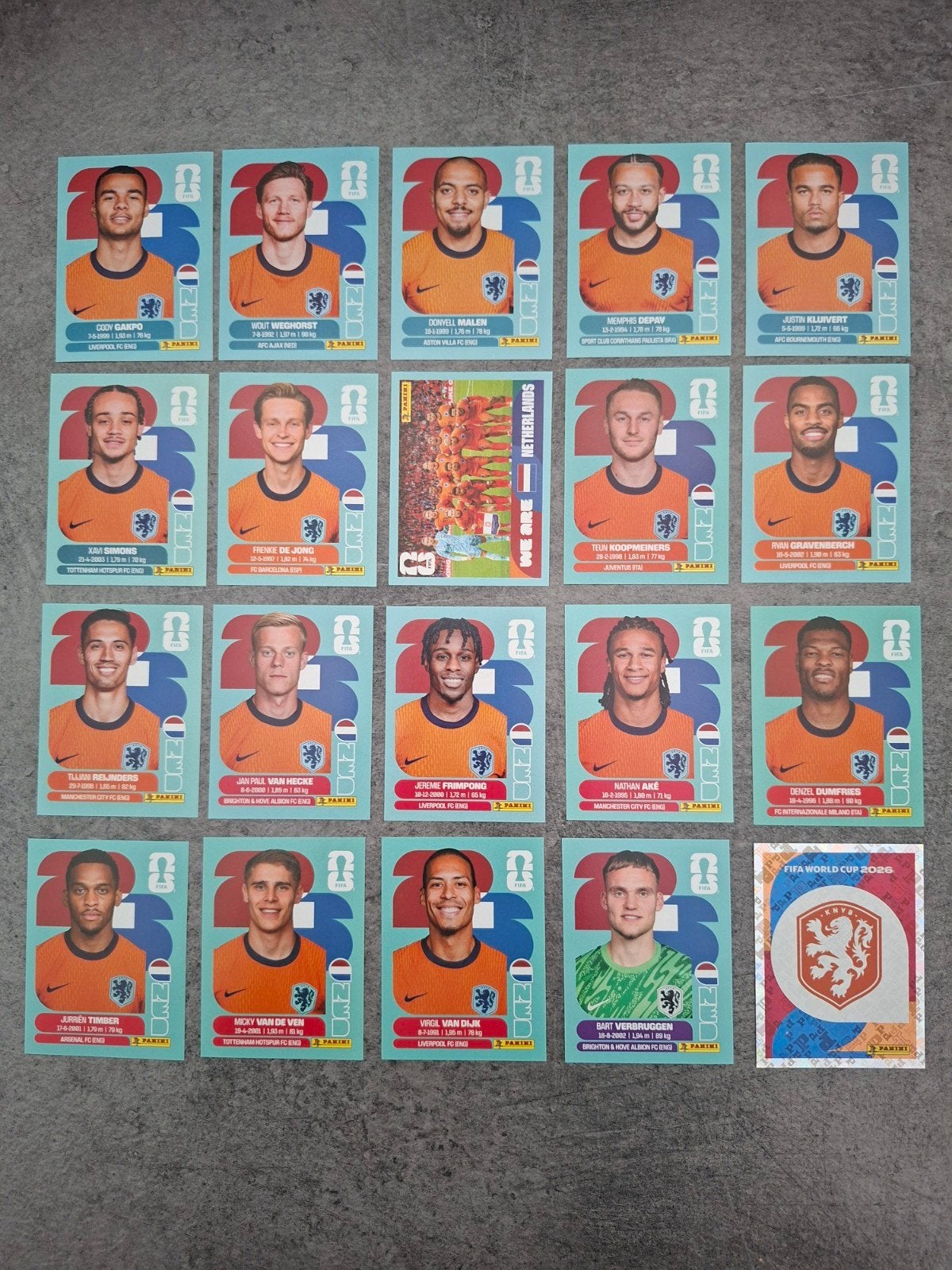 Panini stickers WK 2026 USA. Complete set Nederland., Verzenden, Zo goed als nieuw, Sticker