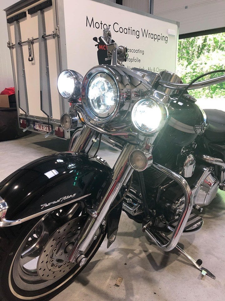 Harley Davidson LED koplamp lampenset Chrome, Ophalen of Verzenden