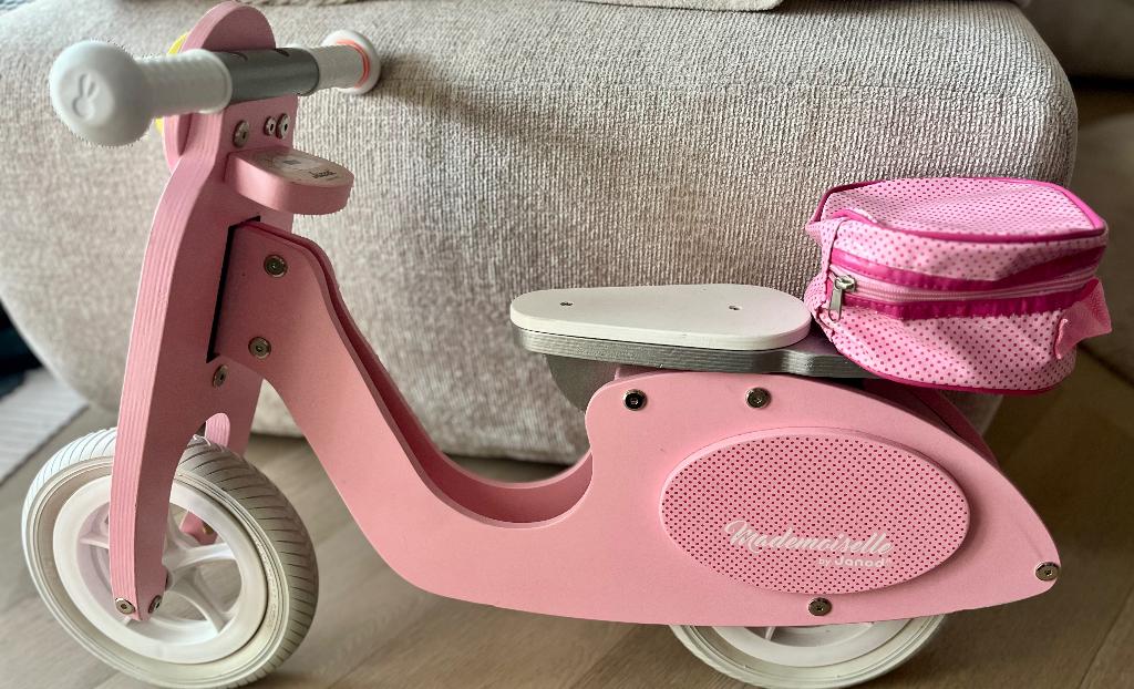 Janod- loopfiets / roze scooter mademoiselle, Ophalen, Zo goed als nieuw, Loopfiets