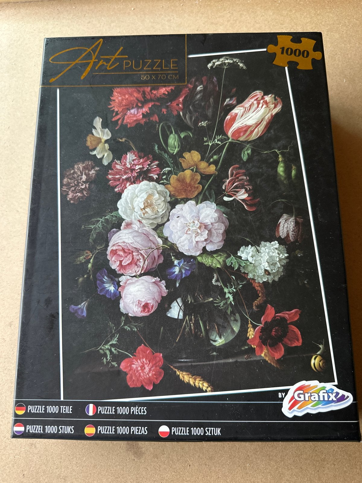 Art Puzzel 1000 Stukjes - Bloemenstilleven Grafix, Ophalen of Verzenden, 500 t/m 1500 stukjes, Zo goed als nieuw, Legpuzzel