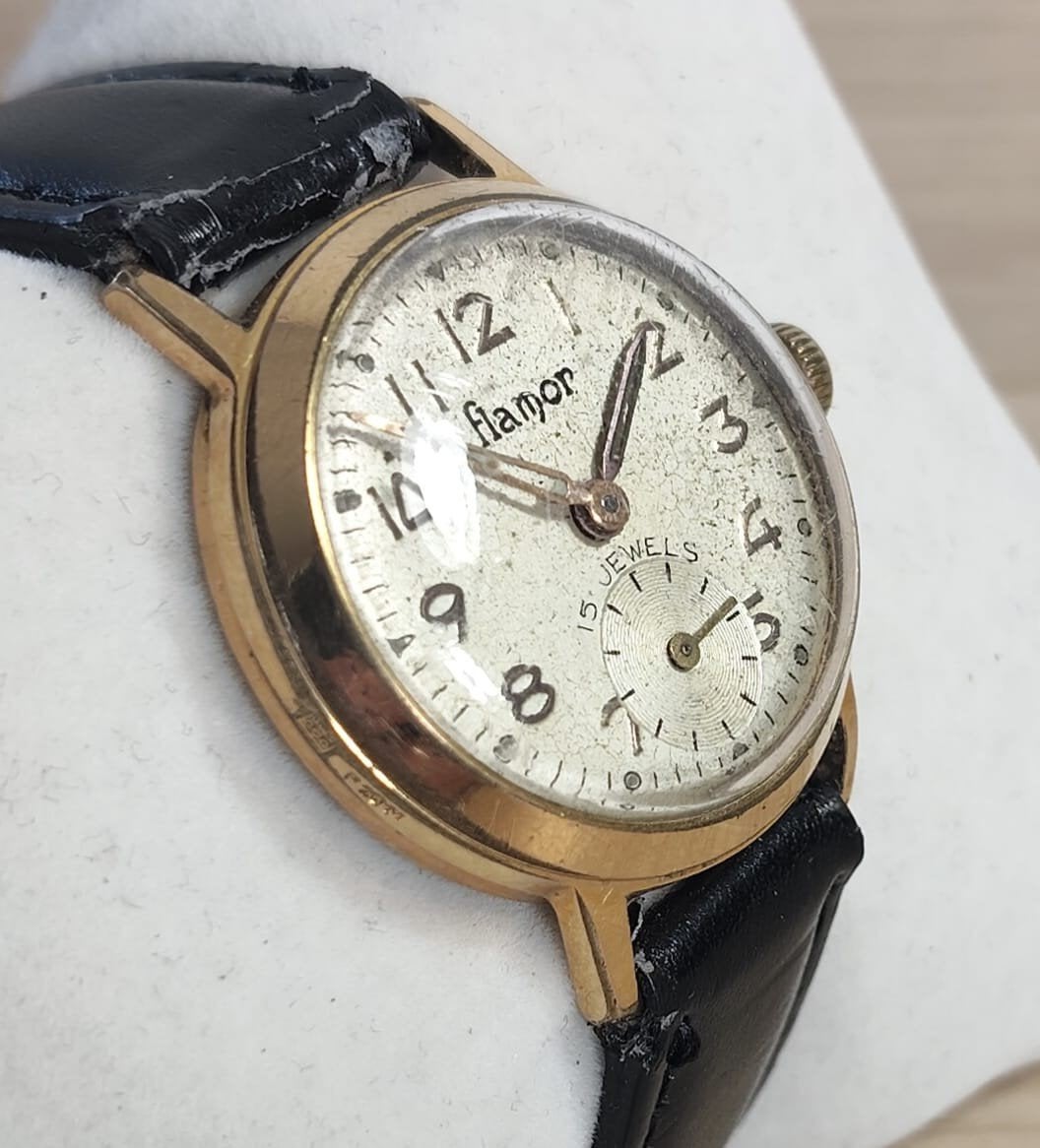 Flamor vintage horloge, Ophalen of Verzenden, Staal, Overige merken, 1960 of later