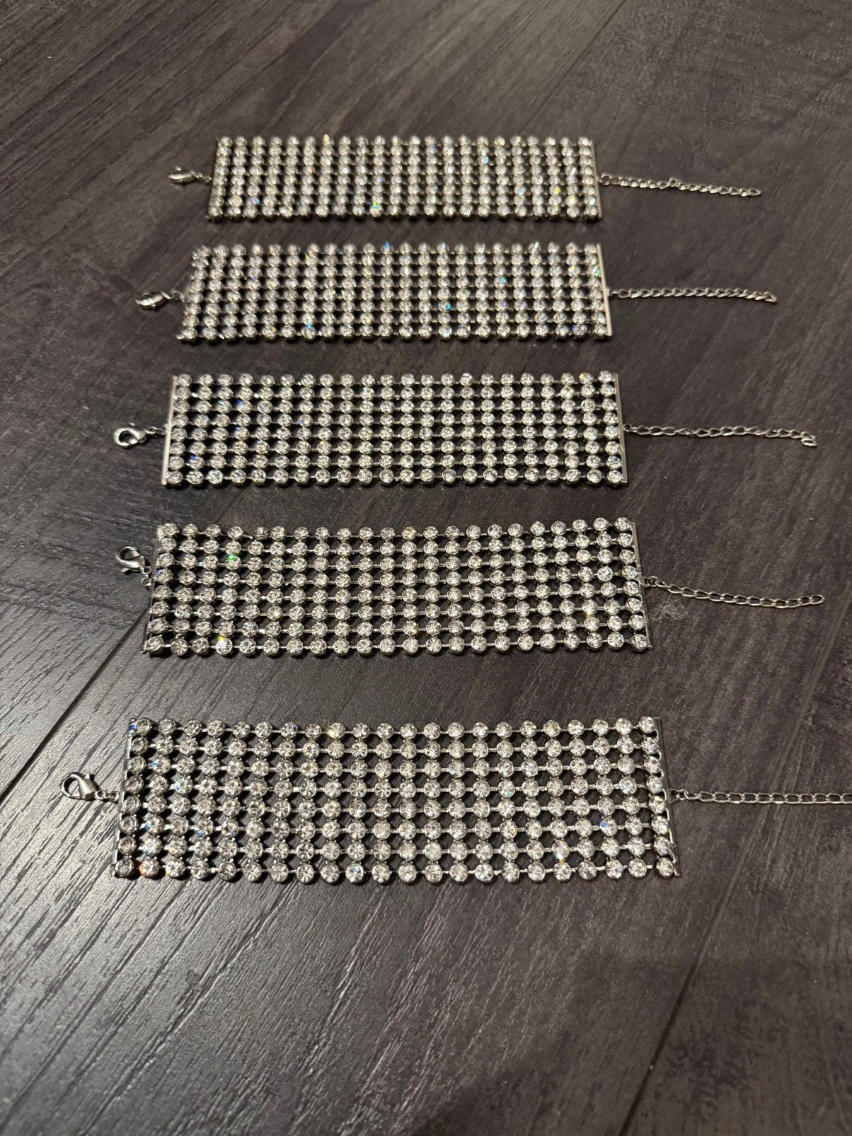 Partij 5 stuks mooie strass armbanden A2/7, Ophalen of Verzenden, Nieuw, Overige kleuren, Overige materialen