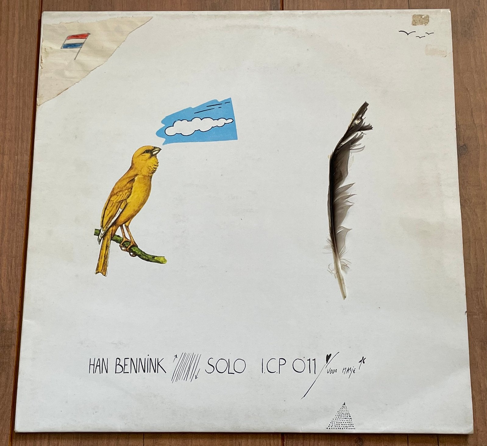 Han Bennink - Solo – Voor Masje lp / '74, w. flag & feather, LP, Gebruikt, Overige genres, Ophalen of Verzenden