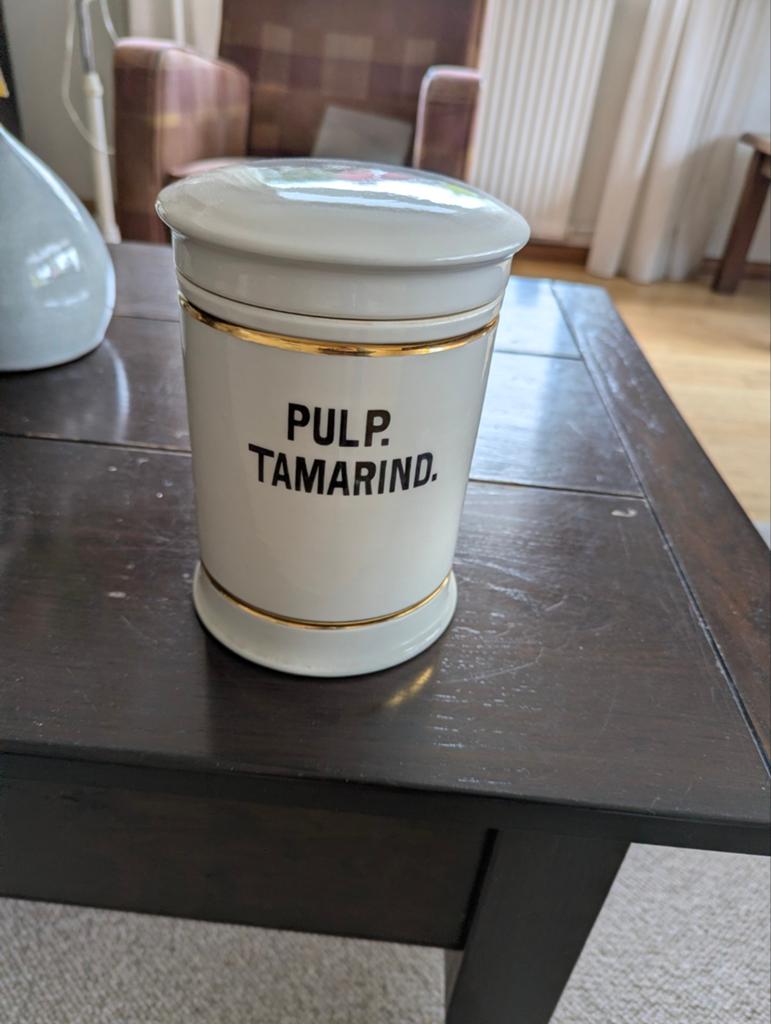 Vintage apothekerspot 'Pulp. Tamarind.', Antiek en Kunst, Ophalen of Verzenden