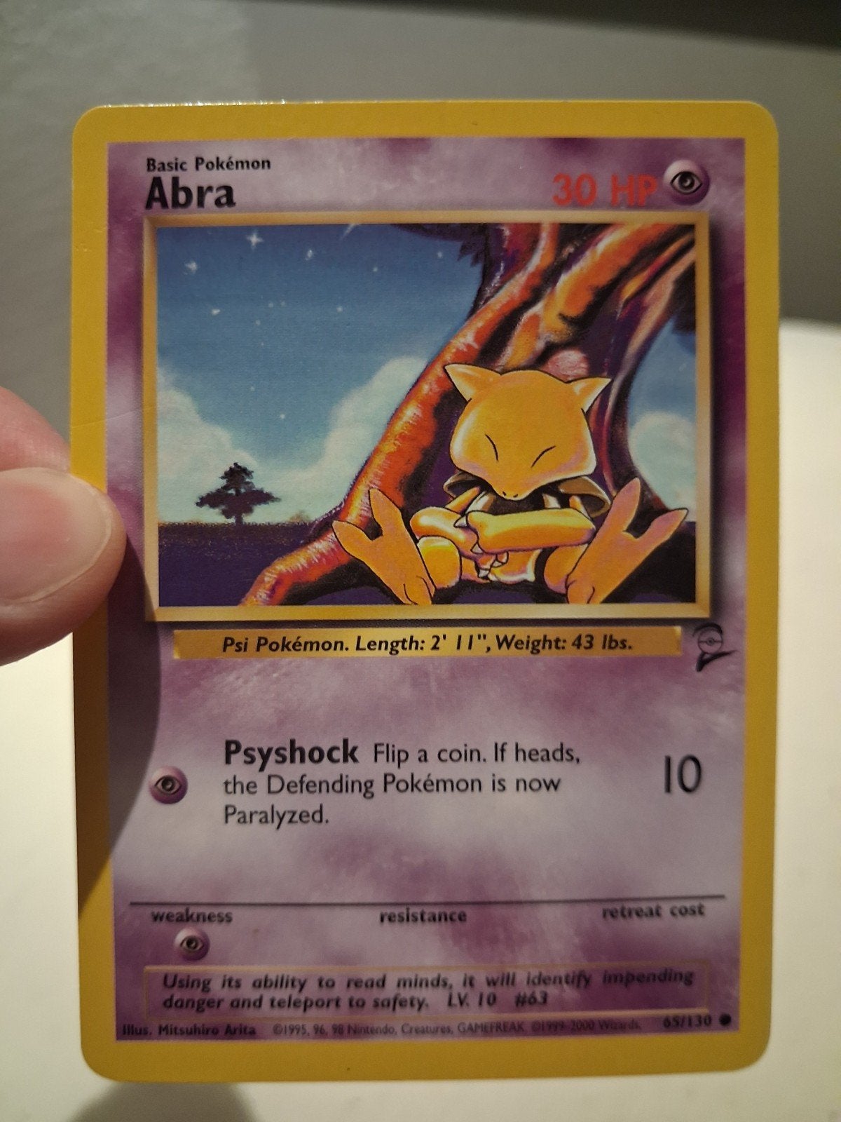 Pokémon Kaart Abra (Base Set) 30 HP LV.10 #43, Ophalen of Verzenden, Gebruikt, Losse kaart