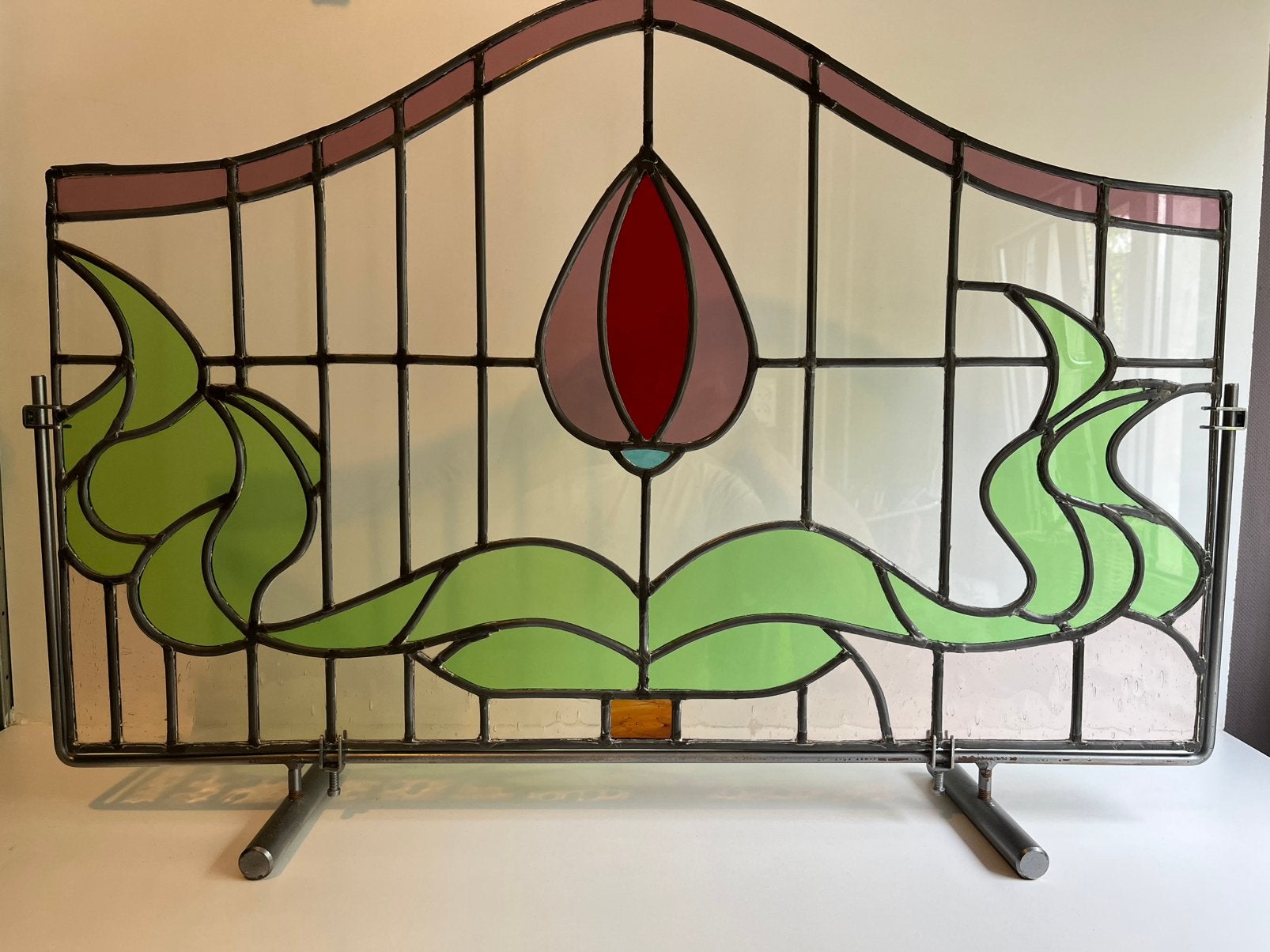 Art Nouveau glas in lood raam, Ophalen