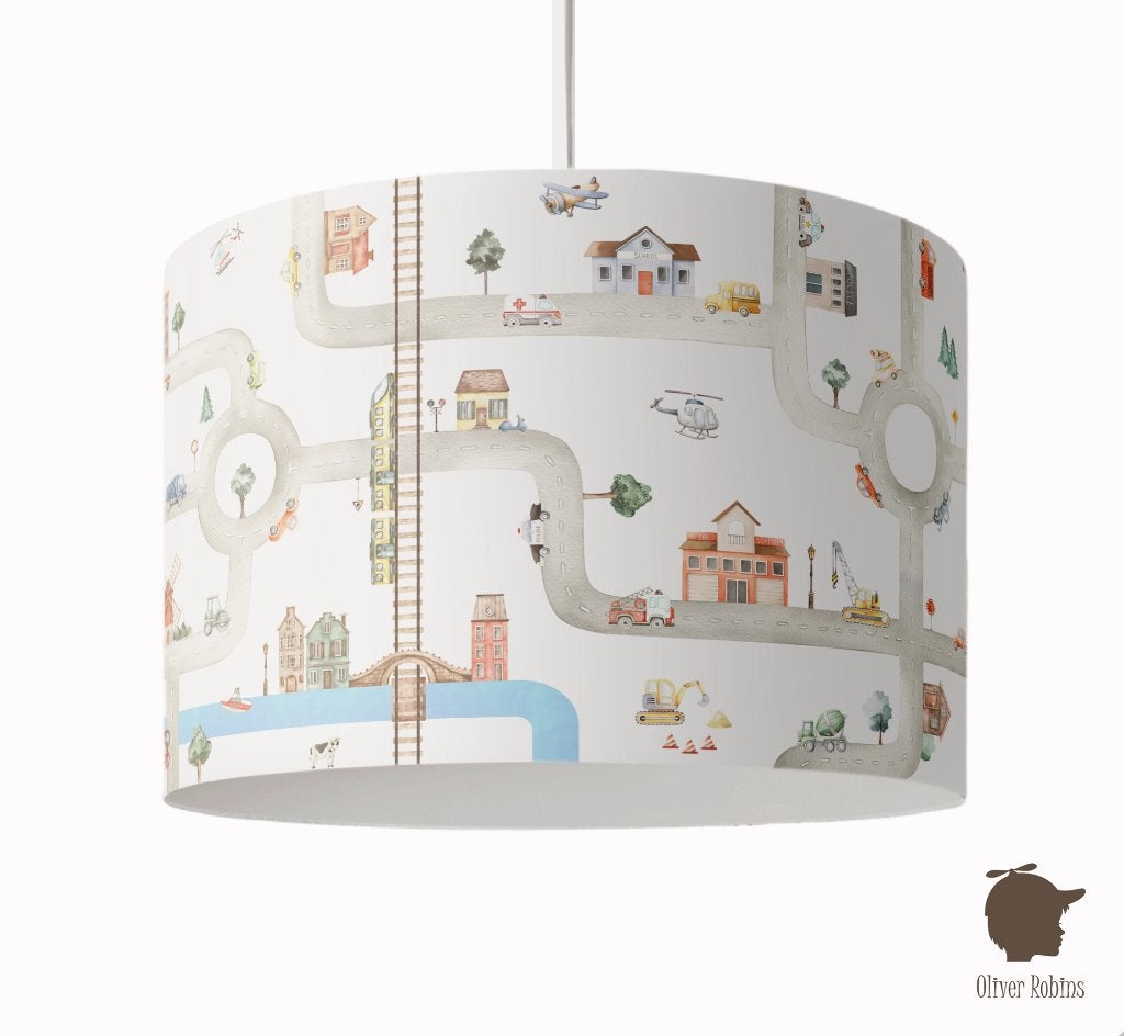 Hanglamp City of Vehicles Oliver Robins, Kinderen en Baby's, Bi & Li Creaties, Nieuw, Ophalen of Verzenden, Bilicreaties@gmail.com