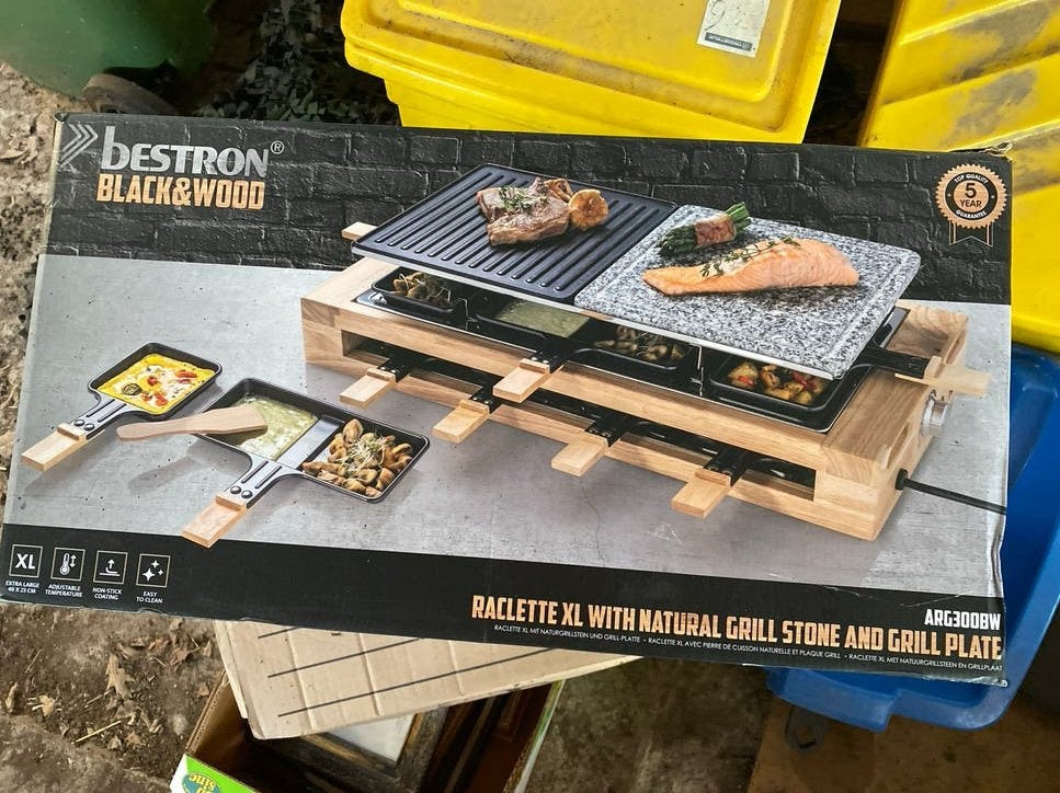 Bestron Raclette XL met grillsteen en grillplaat, Ophalen, Nieuw, 4 t/m 7 personen