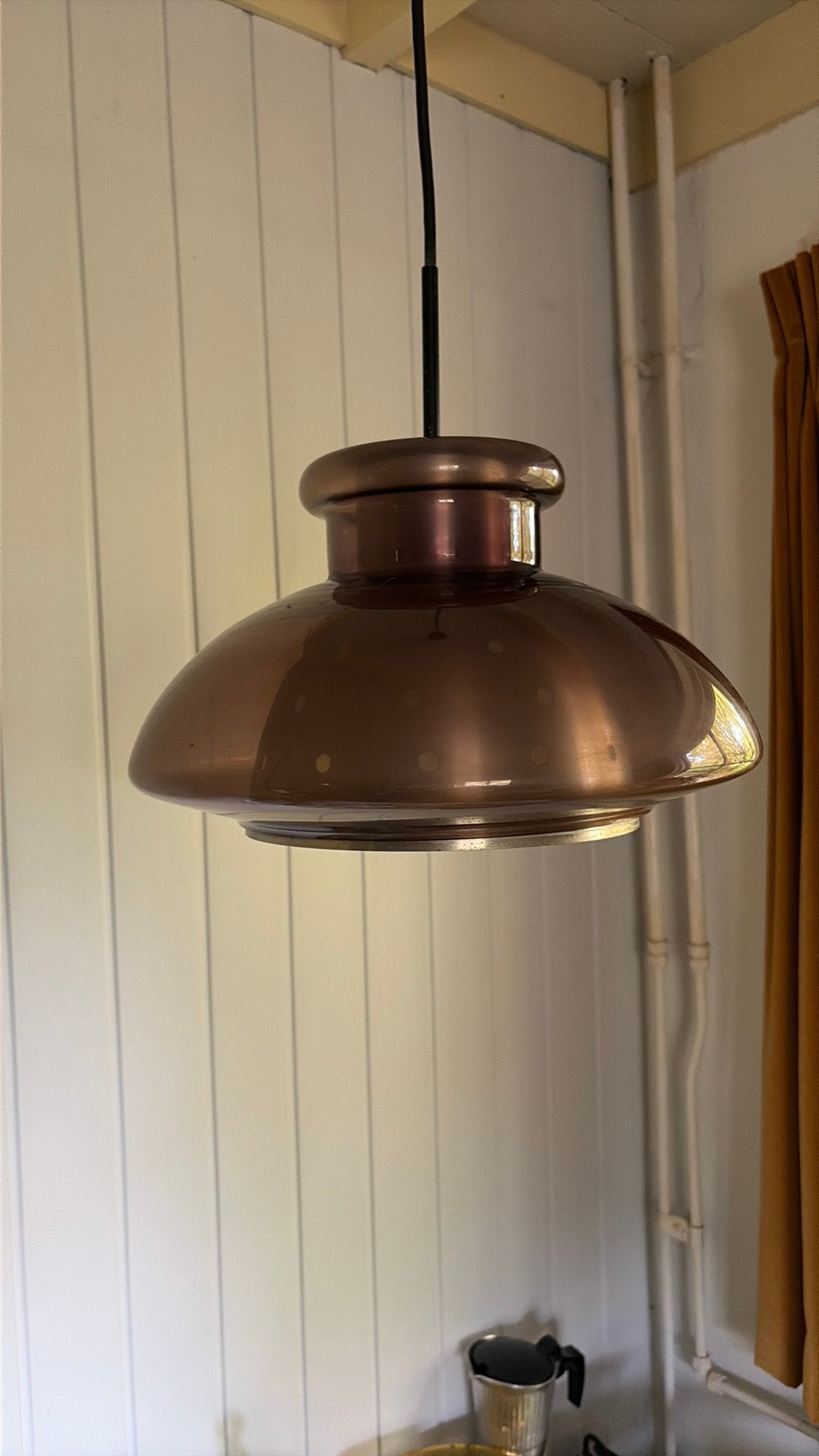 Aubergine kleurige glazen hanglamp Doria Leuchten, Ophalen of Verzenden, Zo goed als nieuw