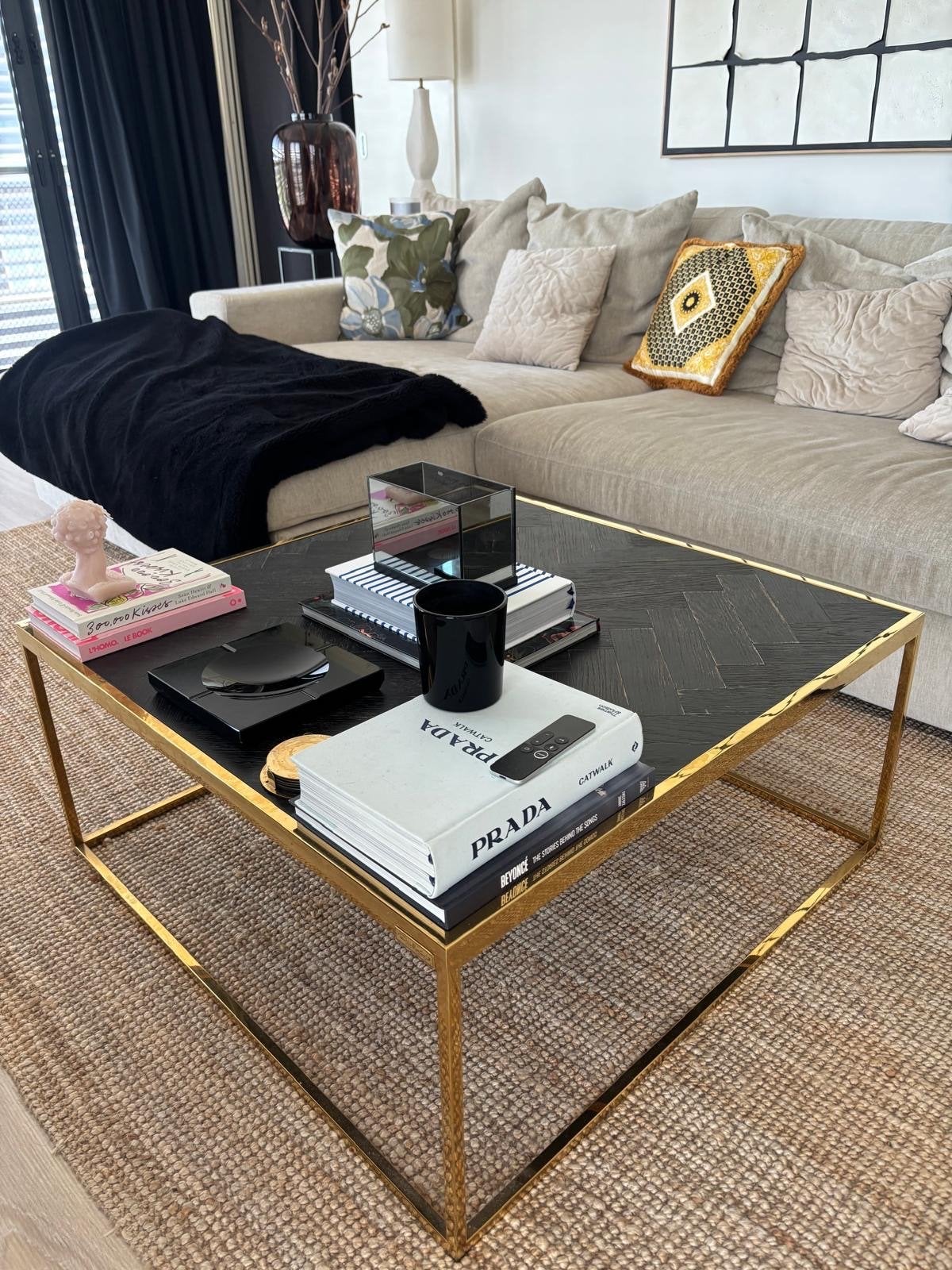 Richmond Salontafel Blackbone Goud 90x90, Huis en Inrichting, Tafels | Salontafels, Ophalen, Vierkant, 50 tot 100 cm, Zo goed als nieuw