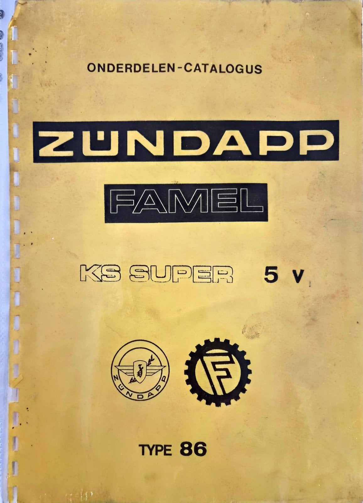 Zundapp Famell KS Super 5V Type 86 Onderdelen Catalogus, Verzenden, Gebruikt, Overige typen