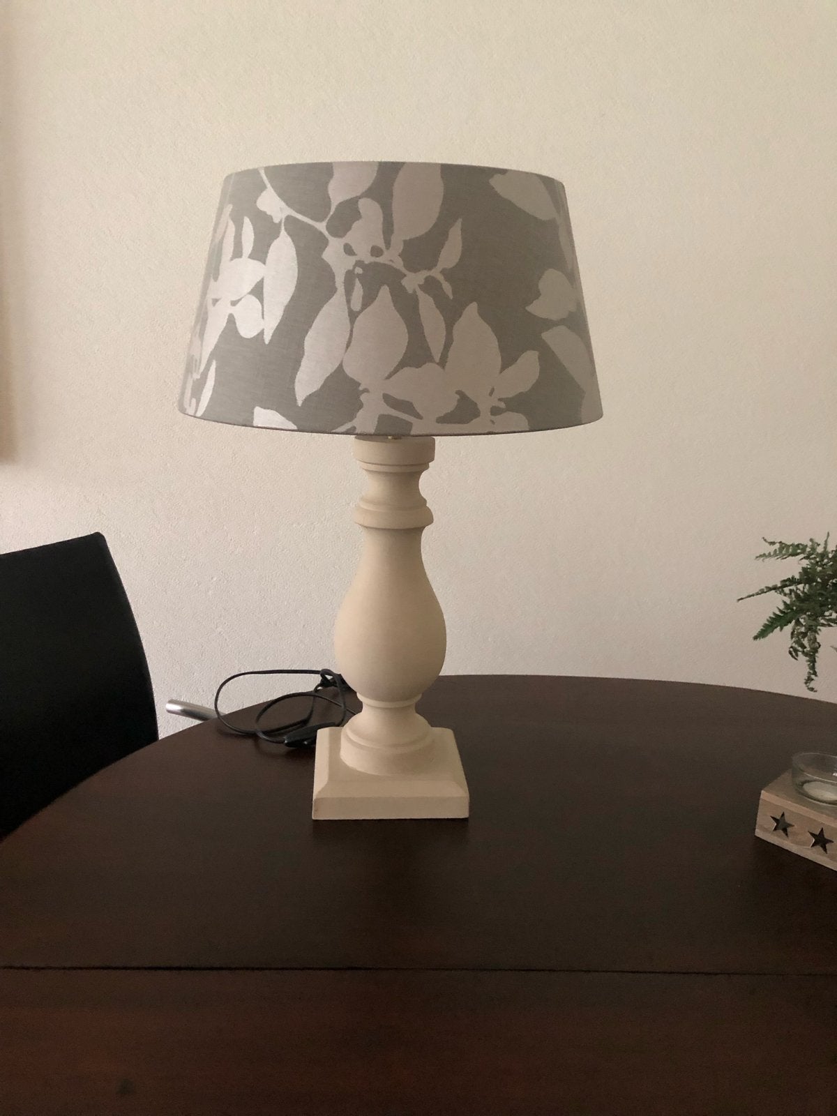 Staande lamp met grijze kap, Ophalen, Gebruikt, E27 (groot), Met kap